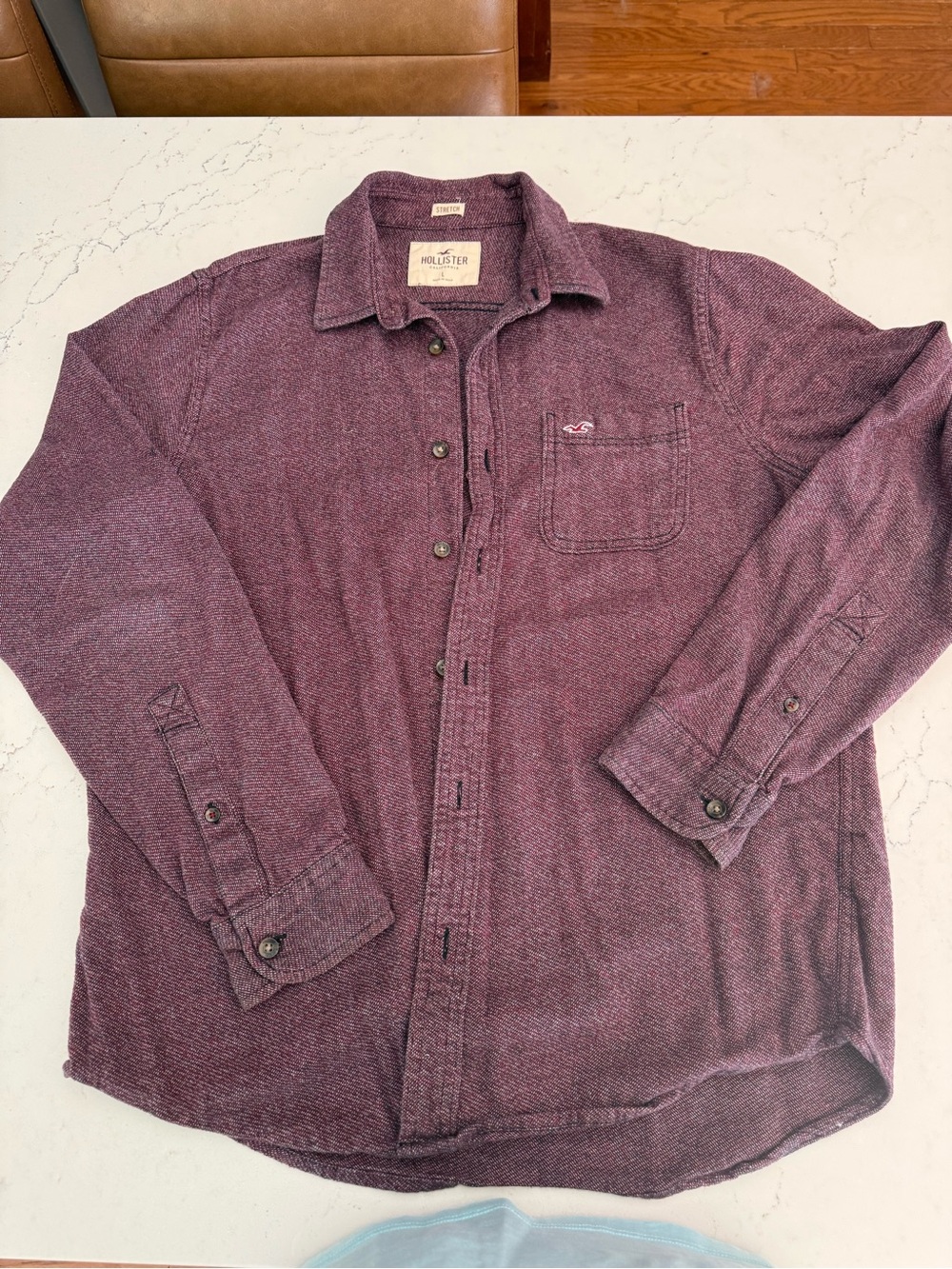 Hollister Men’s Casual Long-Sleeve Button-Down Shirt in Plum